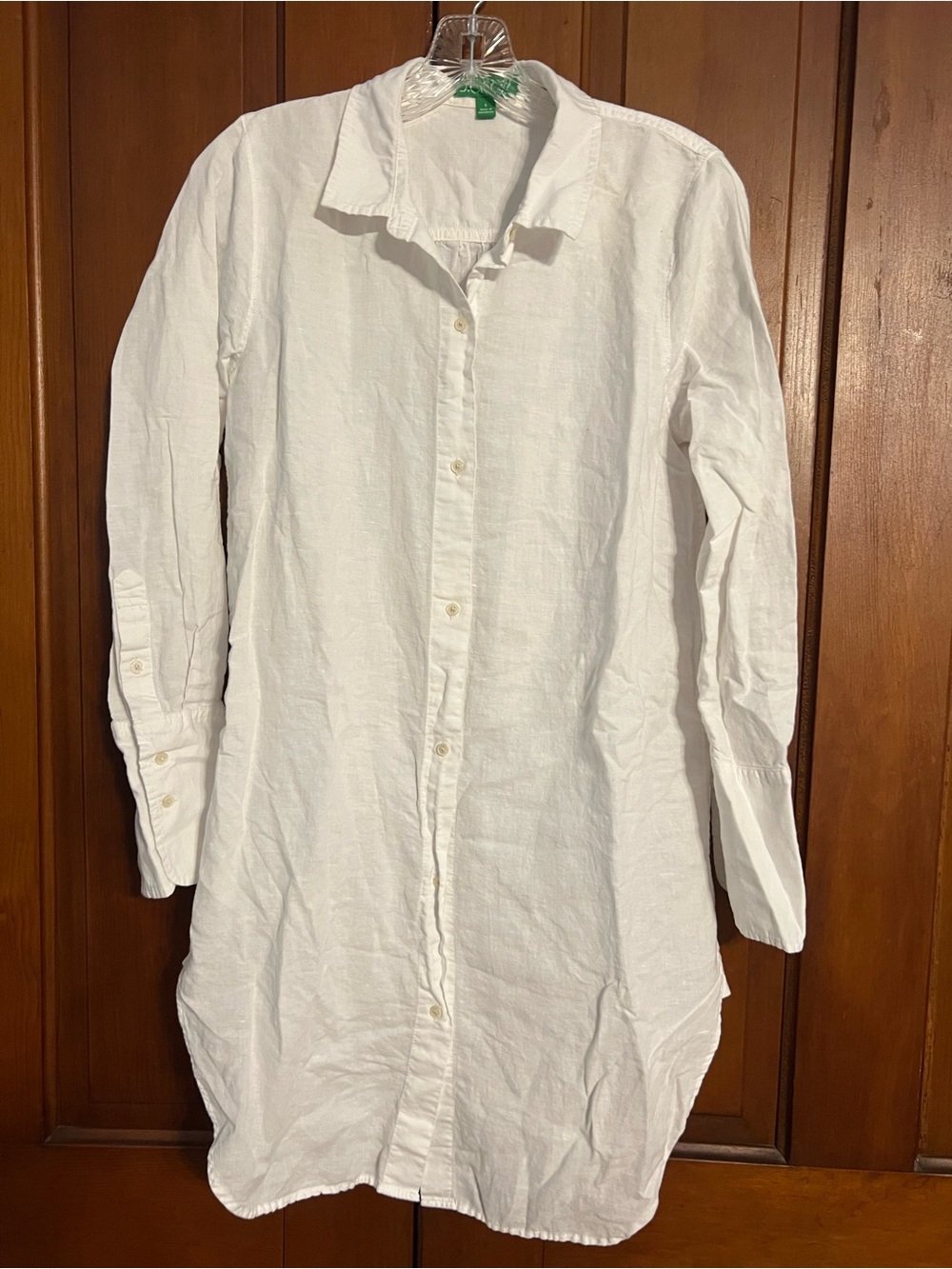 J. Crew Relaxed Beach Shirt Dress White Linen Blend Women’s Size‎ Small